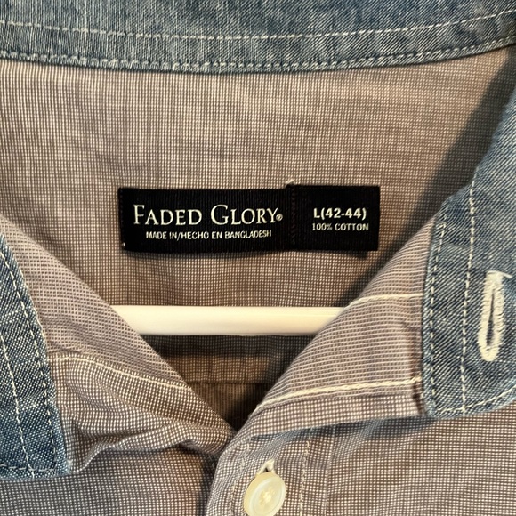 Mens Large (42-44) FADED GLORY BLUE AND WHITE TINY PIN STRIPED LONG SLEEVED - Picture 6 of 6